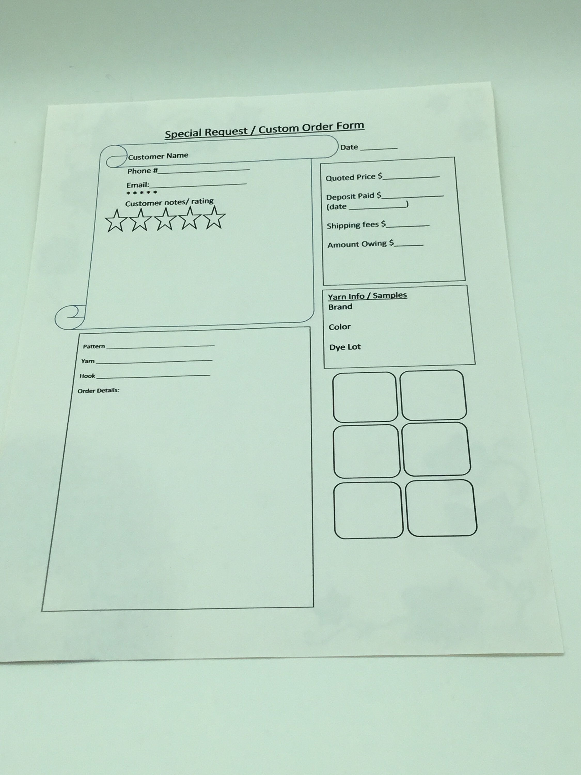 Crochet Custom Order Form. Knitting Request Form Printable Etsy