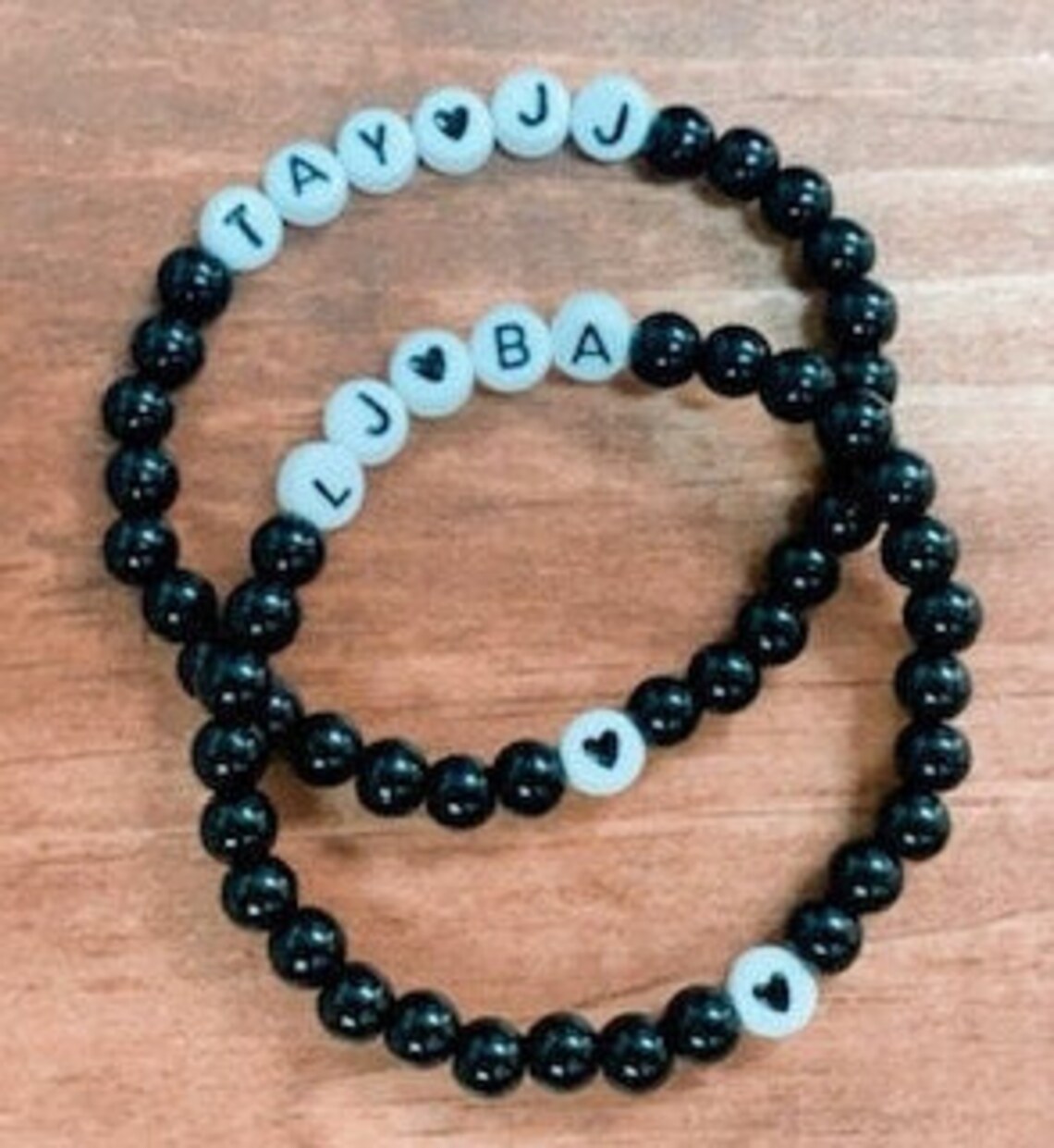 Black custom name bracelet personalized beaded bracelet Etsy