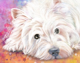 West Highland White Terrier ,  Art Print Gifts, Watercolor Paintings, Unique Pet Loss Memorial Remembrance Sympathy Gift Ideas, Party Decor