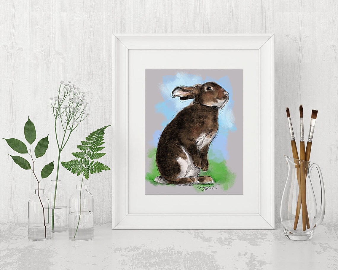 Rex or Mini Rex Bunny Rabbit Pastel Art Print Rainbow Bridge - Etsy
