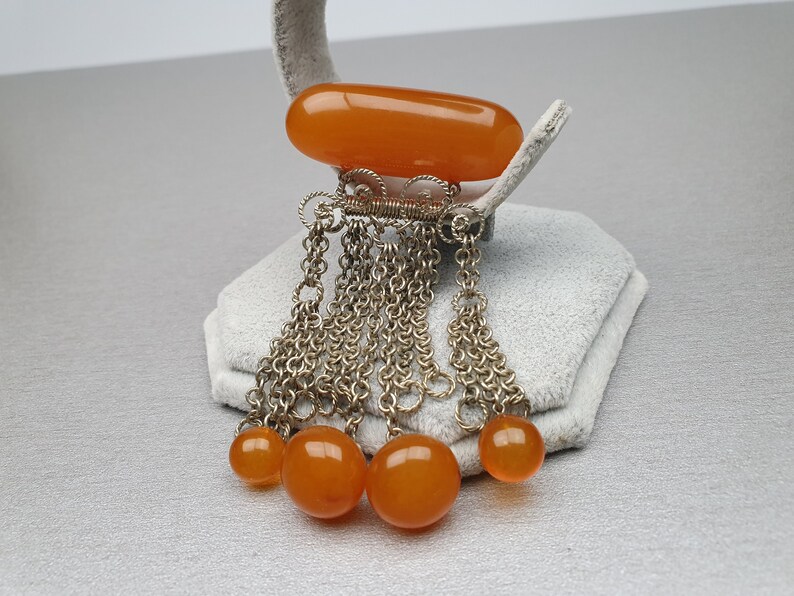 Butterscotch Egg Yolk Baltic Amber Brooch Vintage Pressed 25.28 gr