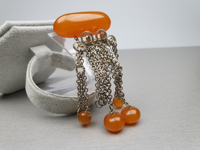 Butterscotch Egg Yolk Baltic Amber Brooch Vintage Pressed 25.28 gr