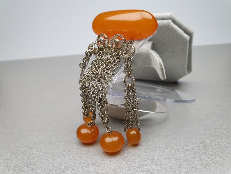 Butterscotch Egg Yolk Baltic Amber Brooch Vintage Pressed 25.28 gr