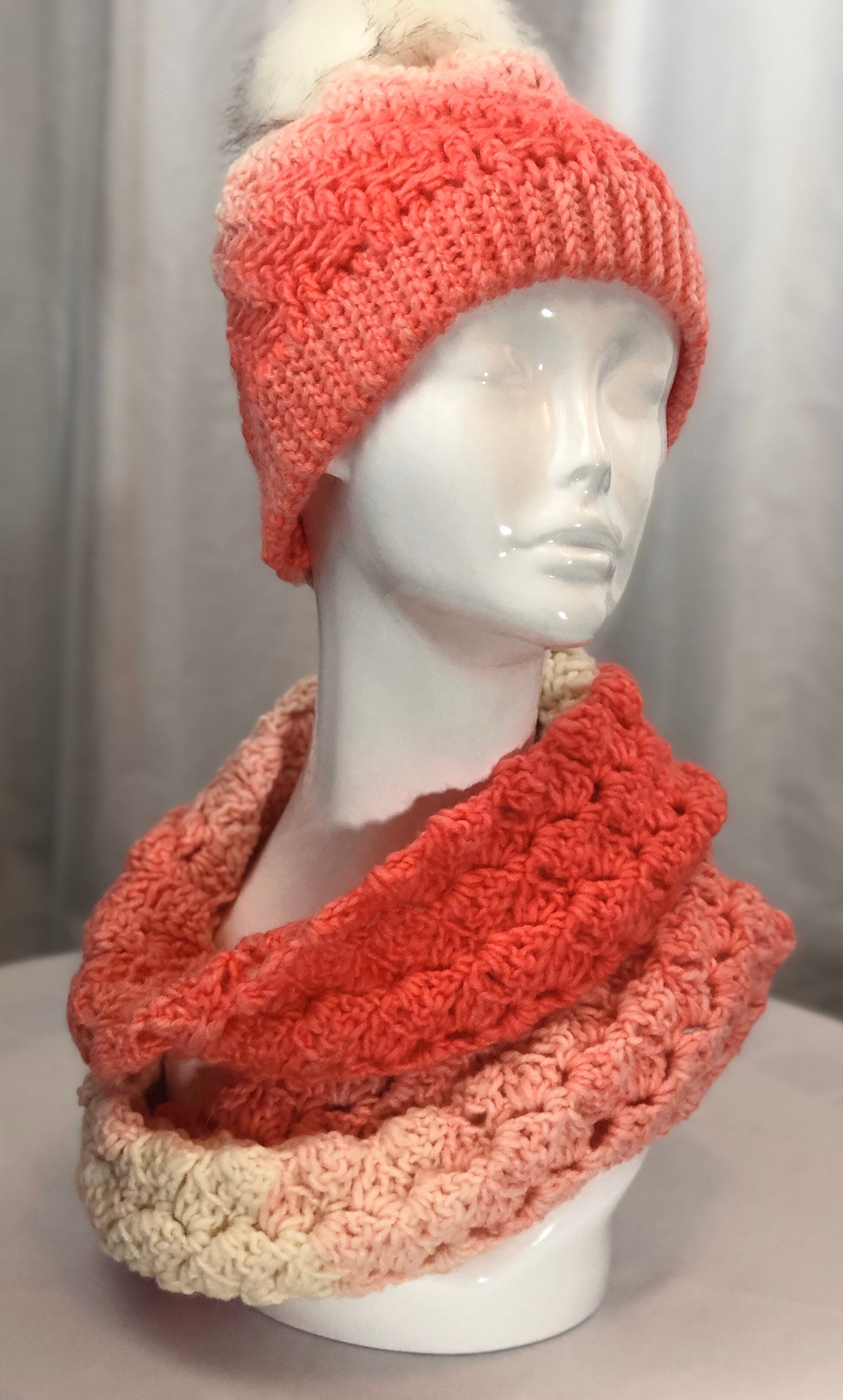 Scarfie Yarn Crocheted Hat And Infinity Scarf Set One Size Etsy