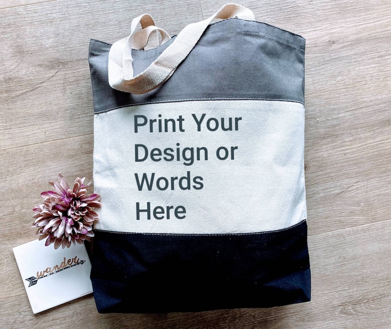 Custom Tote Bags Print Your Design Four Words Tote Etsy