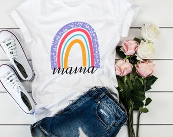 Rainbow mama shirt, Boho Shirt, Moeder Dag Shirt, Rainbow shirt, Gezegend mama shirt, Be Happy Shirt, Positive Tee, Be Nice, Cadeau voor moeder