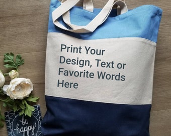 Custom Tote bags, Print your Design, Four Words Tote, Personalized Tote Bags, Things tote, Personalized Business bag, Print Logo Tote Bag