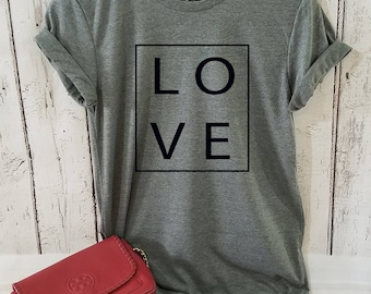 Women t-shirt, Love women T-shirt, Heart Tee, Shirts for Her, Gift for Moms, Love Cute t-shirt, Graphic Tee, Love Clothing, Love Heart Shirt