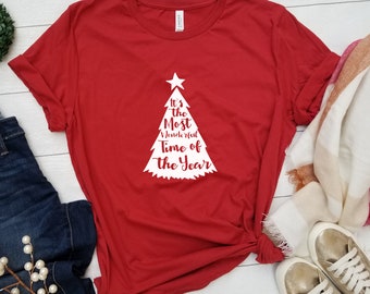 Christmas Shirt, We Wish You A Merry Christmas, Women's Christmas Shirt, Holiday T-Shirt, Christmas Gift for Her, Christmas Tree Shirt