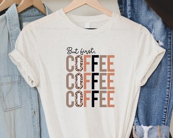 But First Coffee | Coffee Lover | Leopard Tee | Leopard Coffee Tee | Coffee Shirt | Bella Canvas TShirts | Mom Tees | Boho Tshirt