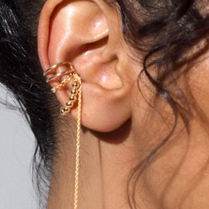 Minimalist Silver Gold filled Ear Cuff Chain Set - Non-Pierced Ear Wrap, Fashionable Fake Ear Cuff, Dainty Jewelry"