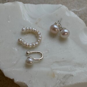 EAR CUFF bridal jewelry set for bride, wedding jewelry set of ear cuffs and pearl stud earrings, ear cuff no piercing, dainty jewelry