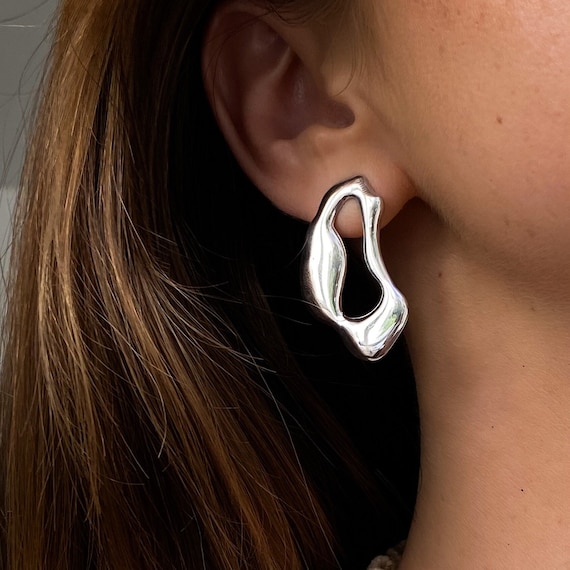 Sterling Silver Sculptural Earrings: Handmade Statement Unique Jewelry