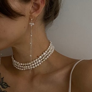 3 strand pearl necklace, pearl necklace, real pearl necklace, pearl choker