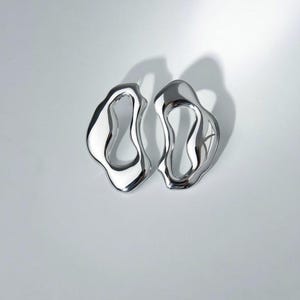 Sterling Silber Skulpturale Ohrringe: Handgemachte Statement Einzigartige Schmuck Bild 15