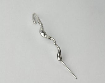 Skulpturale Sterling Silber Ohr Kletterer, organisches Metall