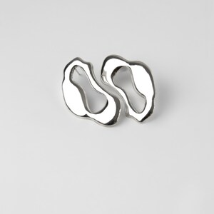 Sterling Silber Skulpturale Ohrringe: Handgemachte Statement Einzigartige Schmuck Bild 16