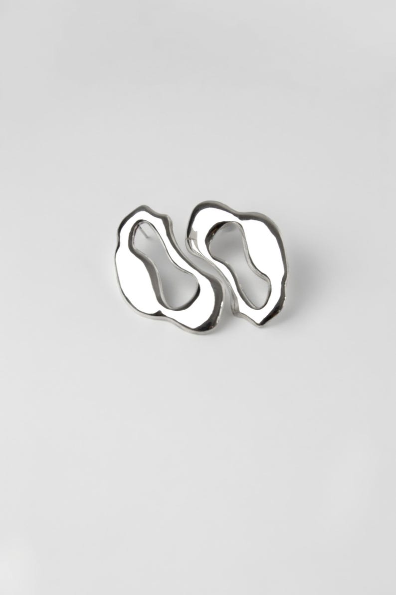 Sterling Silber Skulpturale Ohrringe: Handgemachte Statement Einzigartige Schmuck Bild 16