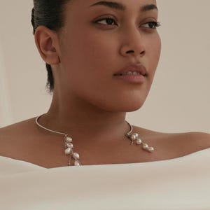 Süßwasserperle Braut Choker: Sterling Silber Statement Halskette