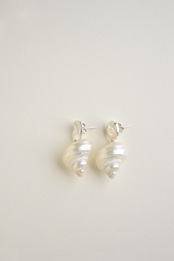 Sterling Silver Shell Stud Earrings: Sea Shell jewelry