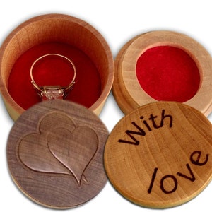 Proposal ring box, Ring box, Engagement box, Wedding ring box, Jewelry box, Wood ring box, Round ring box, Small ring box, Valentine's gift