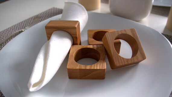Divine glance Handmade Wood Napkin Ring Set with Napkin Rings 4