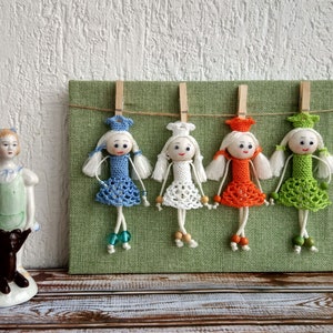 Colorful Dolls, Room Decor Delights, Wall Hanging, Wall Decor, Crochet Princesses, Girl Room, Knitted Girl, Handmade gift. wall art image 3