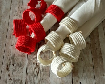 Handcrafted  Polypropylene Rope and  Cotton Yarn Napkin Rings: Modern Elegance for Your Table, Wedding table Decoration, Anniversary gift