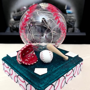 Baseball Mood Lamp Light, Baseball Night Light, Tabletop Baseball Light, Baseball Lamp, Hand Painted Baseball Light, Gift for Baseball Fans