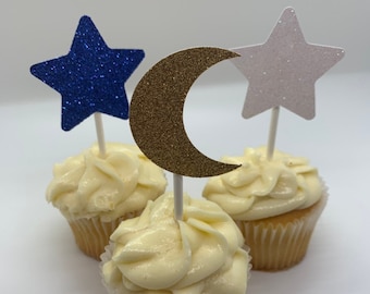 Moon and Stars Cupcake Toppers - Etsy