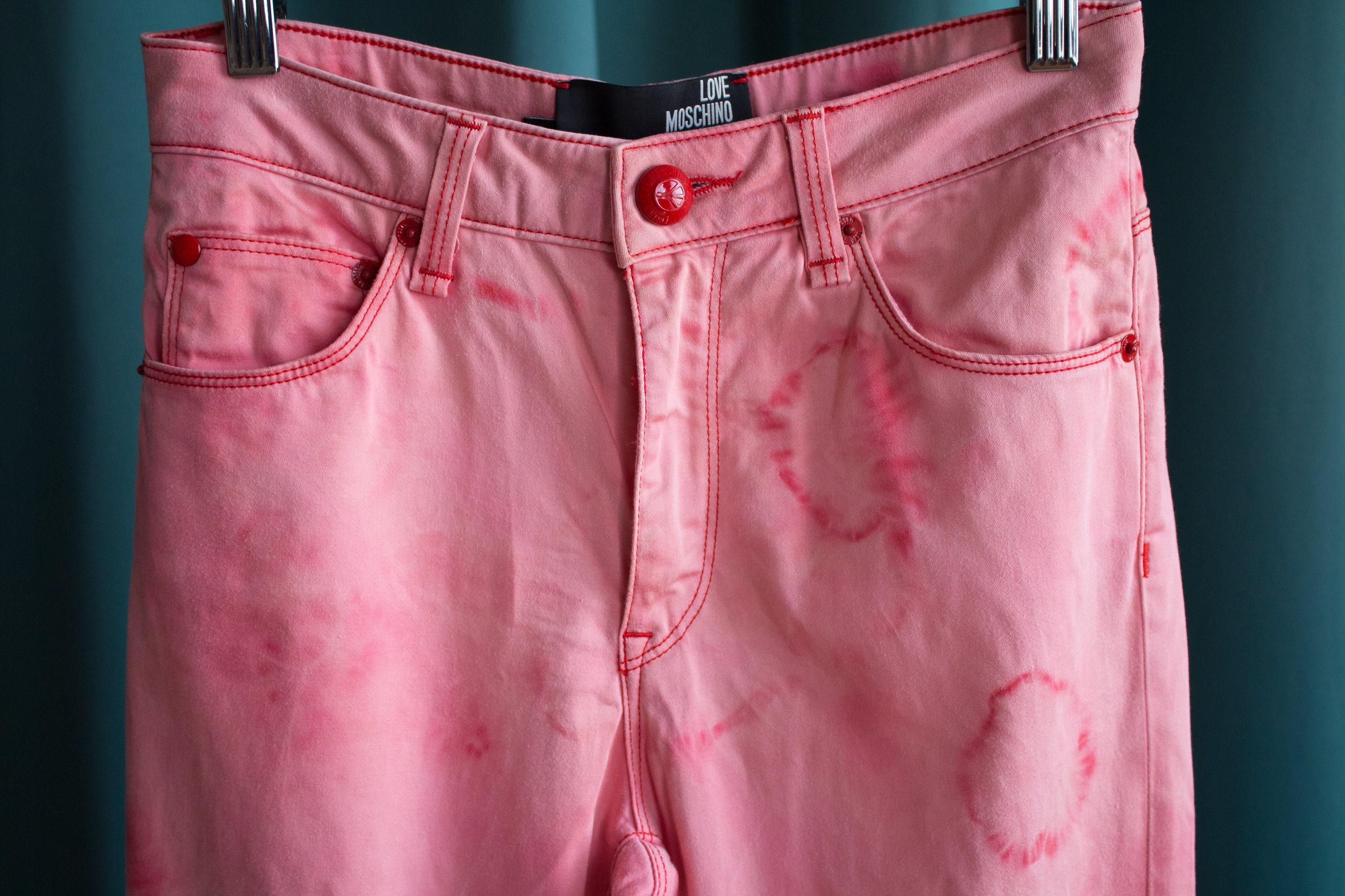 Pink Moschino Tie dye pants / Slim jeans Moschino faded pink Etsy