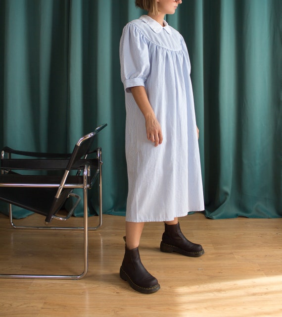 Vintage seersucker dress with Claudine collar / Dr