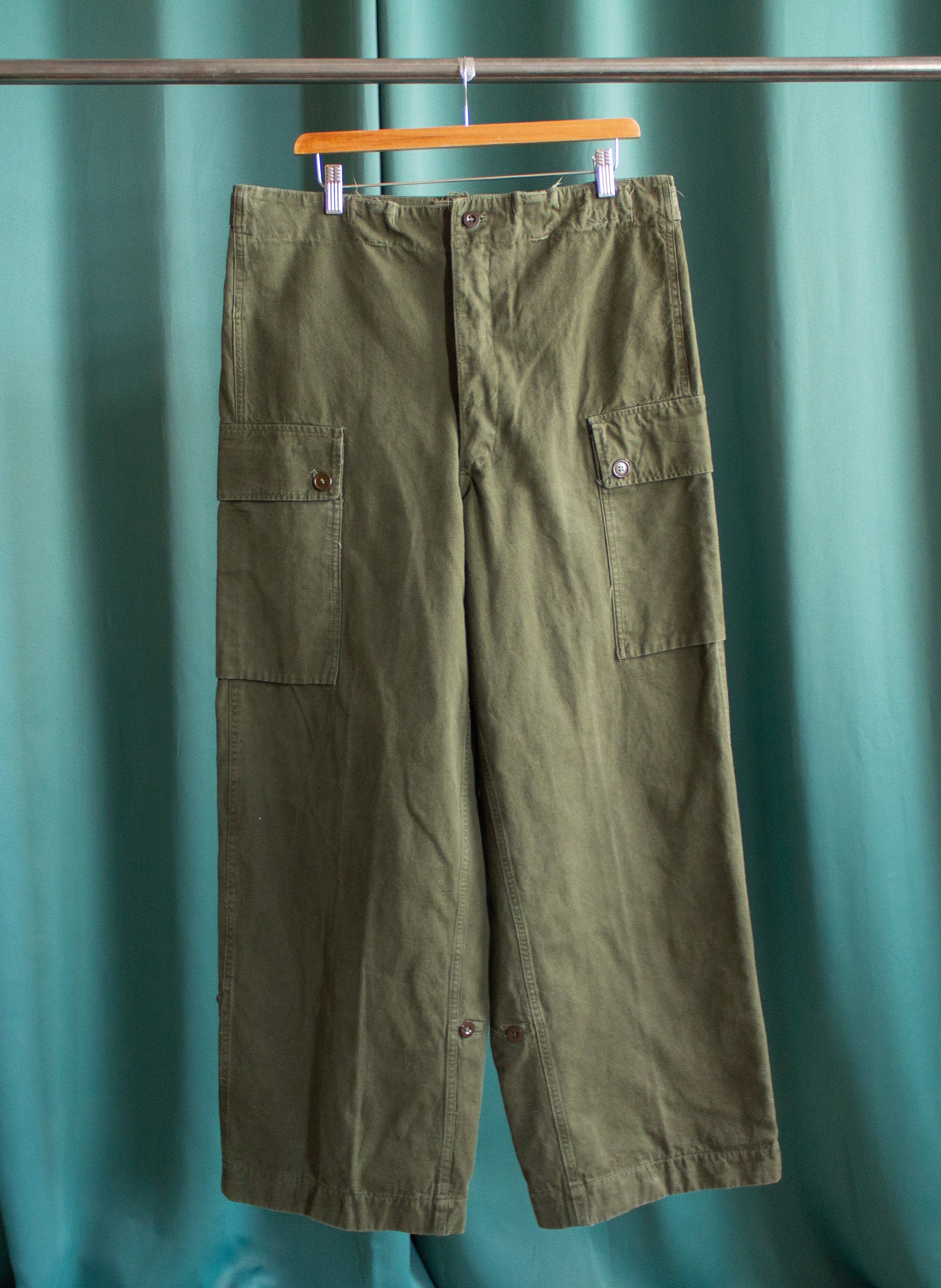 Vintage Military Cargo Pants in Olive Green Cotton Canvas - Etsy