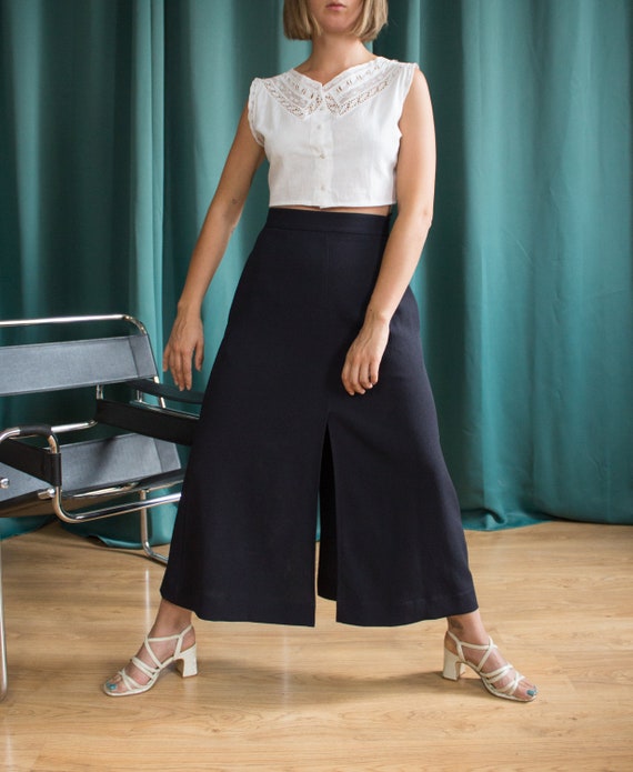 Antique crop top / Vintage cotton and embroidery c