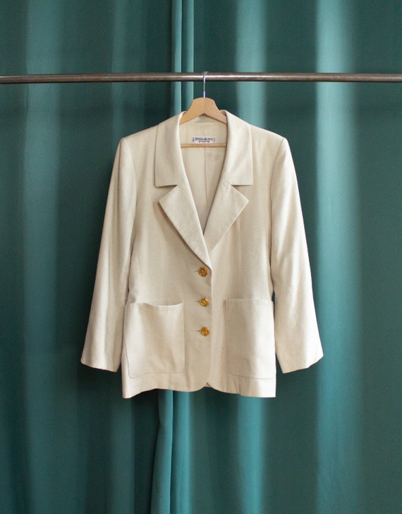 Yves Saint Laurent beige vintage blazer jacket / C