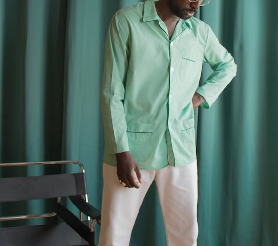 Pastel green vintage pyjama shirt / Slim fit pyjam