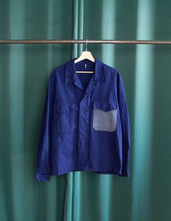 Vintage reworked blue work jacket / Reworked ameri