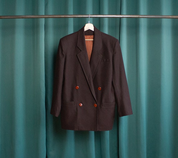 Dark brown wool vintage cross-over blazer