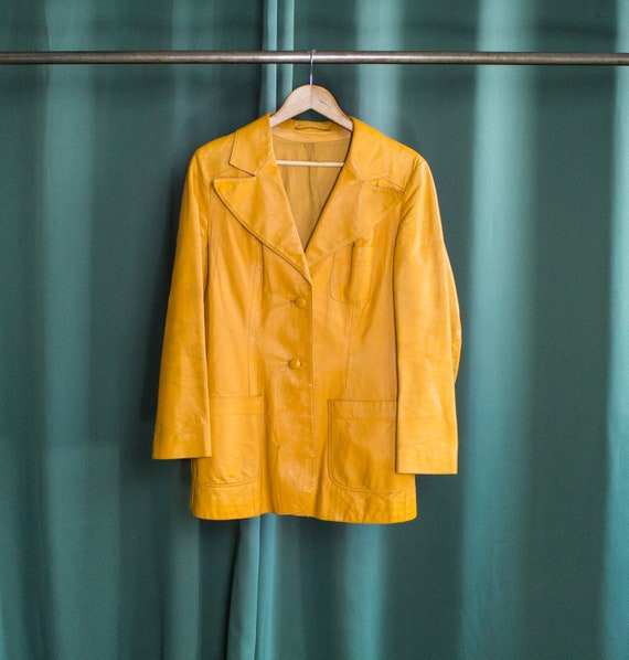 70's mustard yellow leather blazer