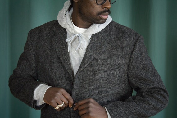 Vintage grey wool oversized blazer