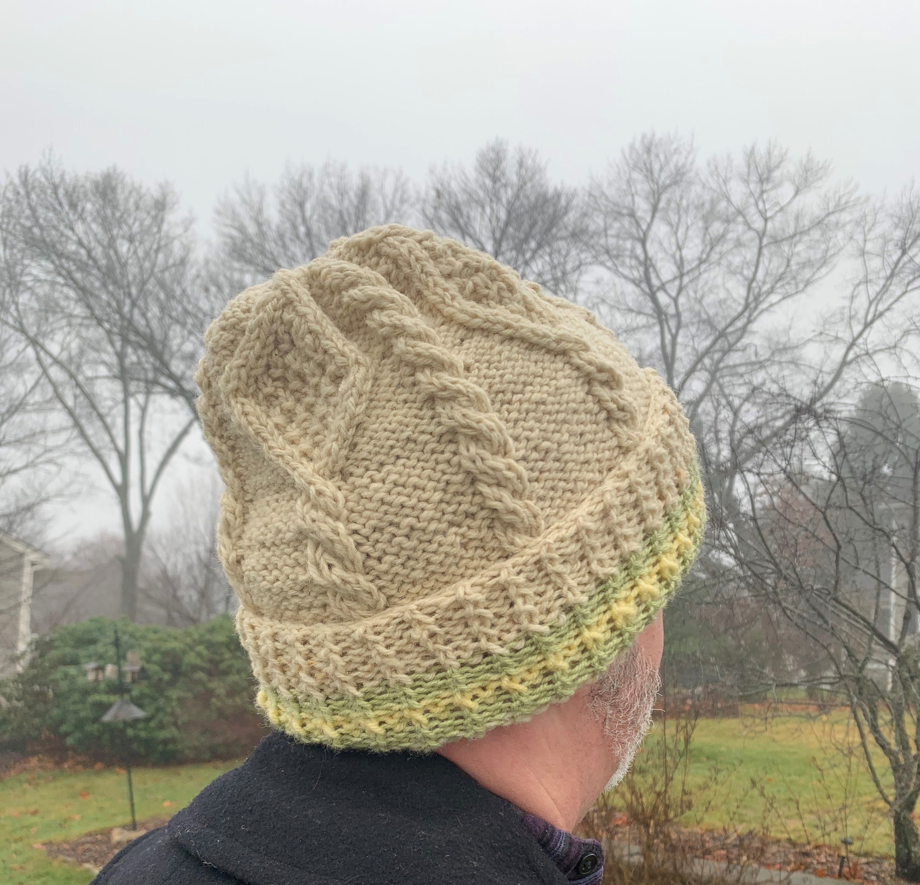 Irish knit hat handmade with aran diamond pattern Etsy