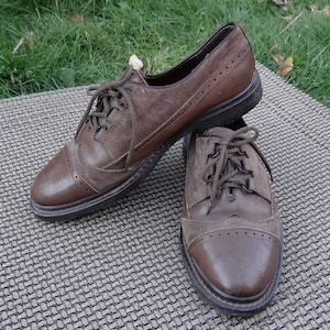 Vintage Emilio Franco suede and leather shoes, made in Italy, designed by Emilio Franco, men&#39;s size 8 (approx women&#39;s size 9.5)
