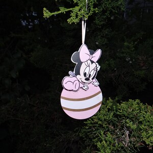 Minnie mouse wood ornament