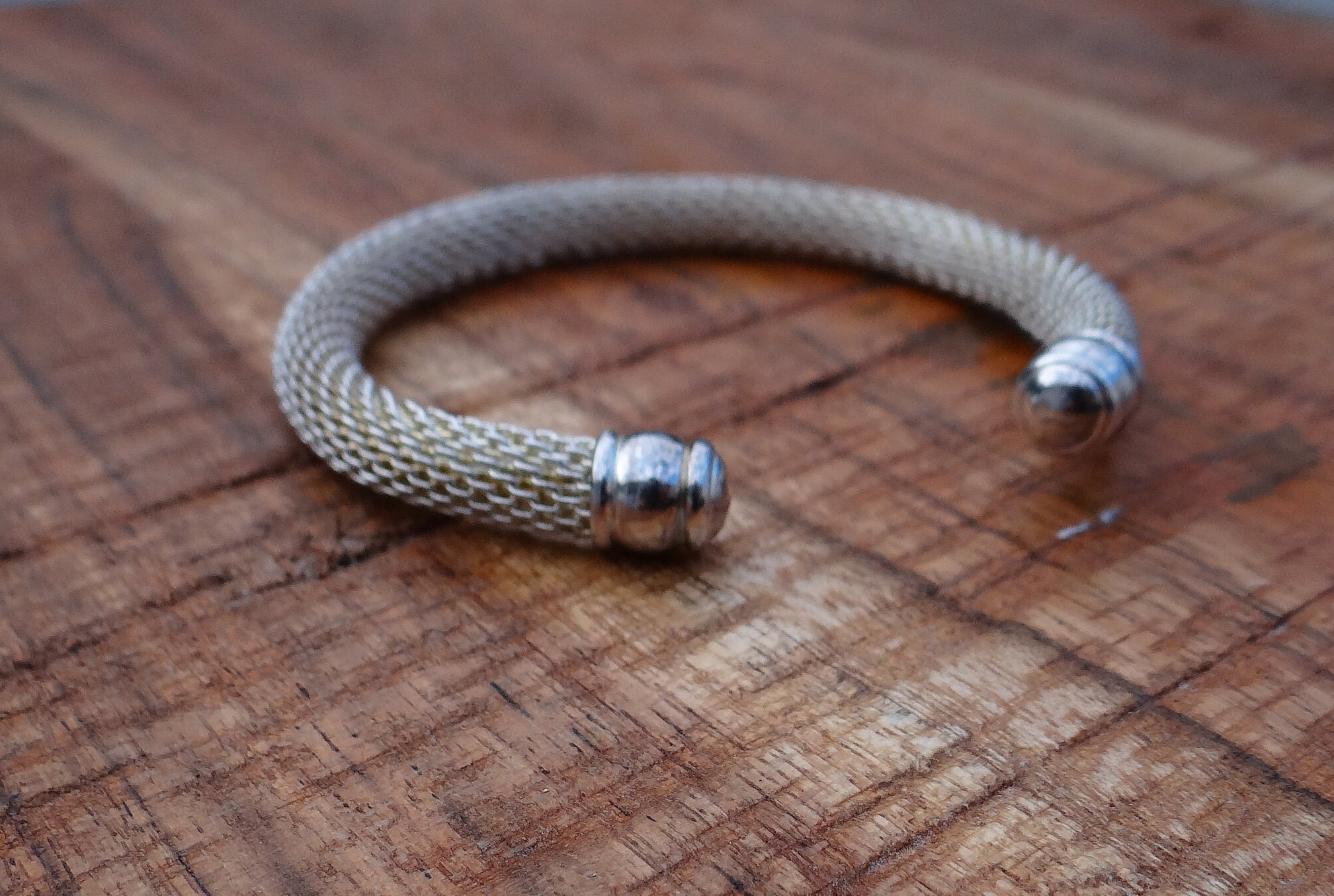 Sterling Silver Mesh Cuff Bracelet Marked Tiffany 925