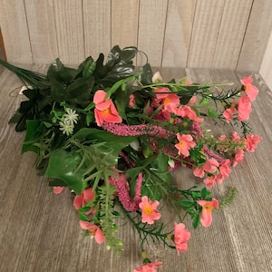 Hot Pink Faux Wildflower Bush: 18-Stem Floral Filler