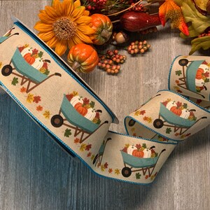 Fall Pumpkin Canvas Wired Ribbon: 2.5" Autumn Decor