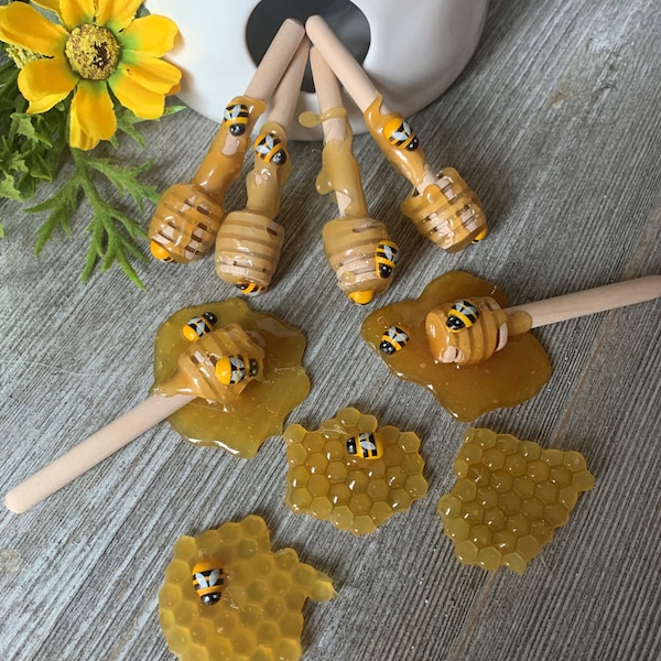 Fake Honey Dippers, Fake honey sticks, Honey Dippers for tier trays, fake bake honey, honey dipper wands, farmhouse fake honey dipper, DIY