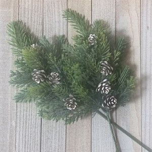  Christmas Snowy Artificial Cedar Branches Stems Faux Cedar Spray  Picks Christmas Winter Greenery Picks and Sprays Holiday for Garland Wreath  Centerpiece Home Decorations (Elegant Style) : Home & Kitchen