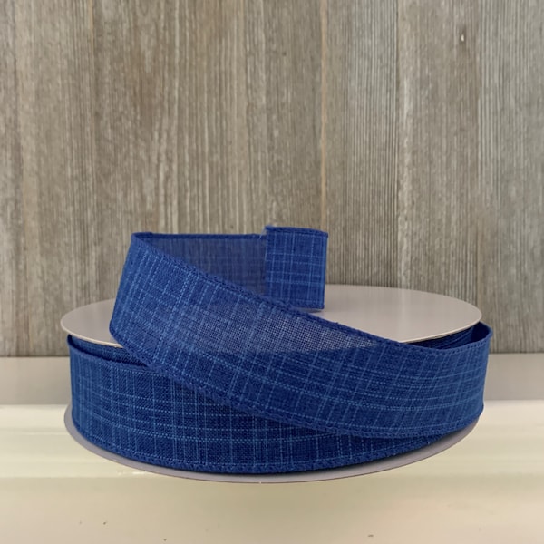 Blue Texture ribbon, Royal Blue texture ribbon, royal blue estelle ribbon,summer blue wire ribbon,Memorial Day ribbon,solid blue wire ribbon