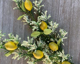 Faux Lemon spray with leaves,: 28" long branch twig